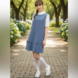 Liu Jo Jeans Blue Zipper Zip Ruffle Dress